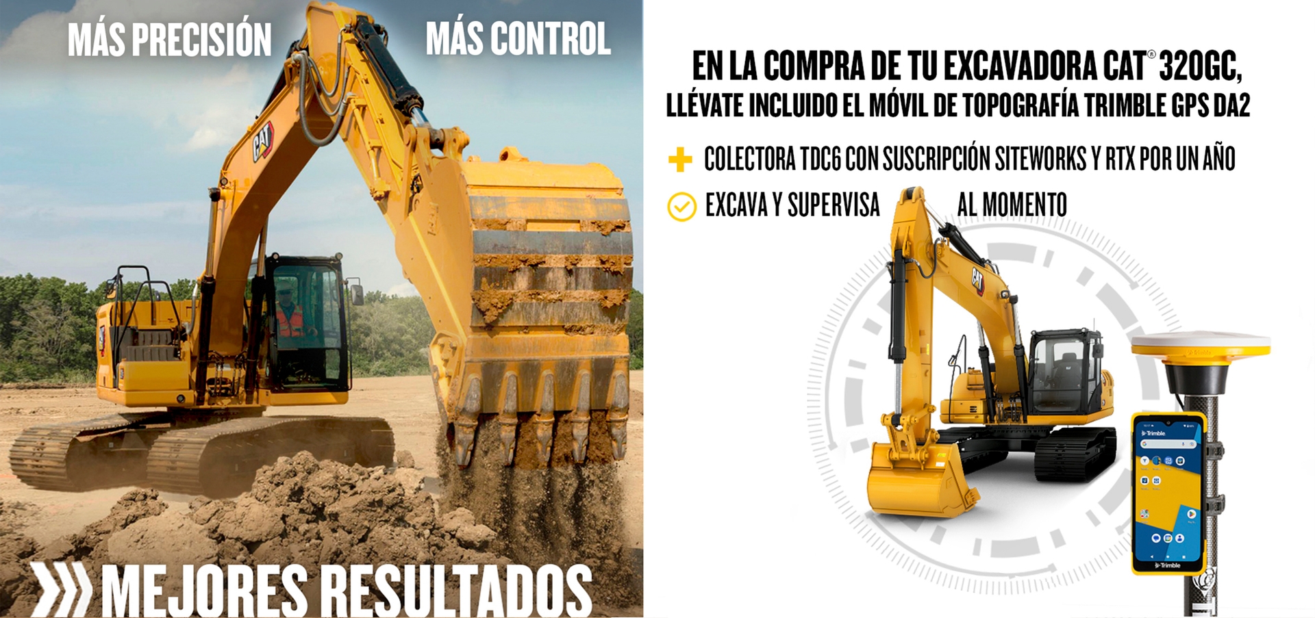Adquiere tu excavadora Cat 320GC y llévate incluido el móvil de topografía GPS DA2
