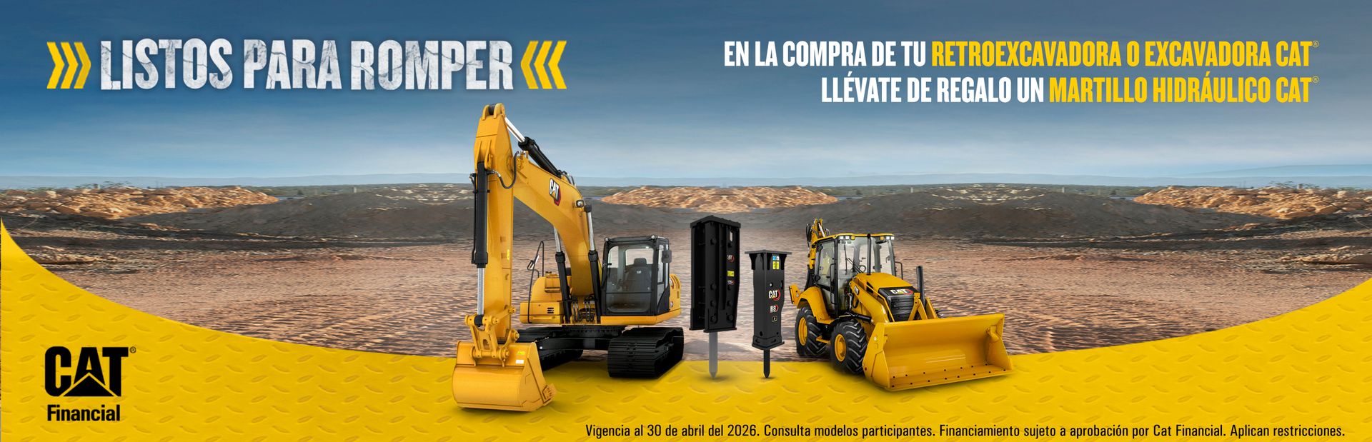 En la compra de tu retroexcavadora o excavadora Cat 320GC, llévate de regalo un martillo hidráulico Cat