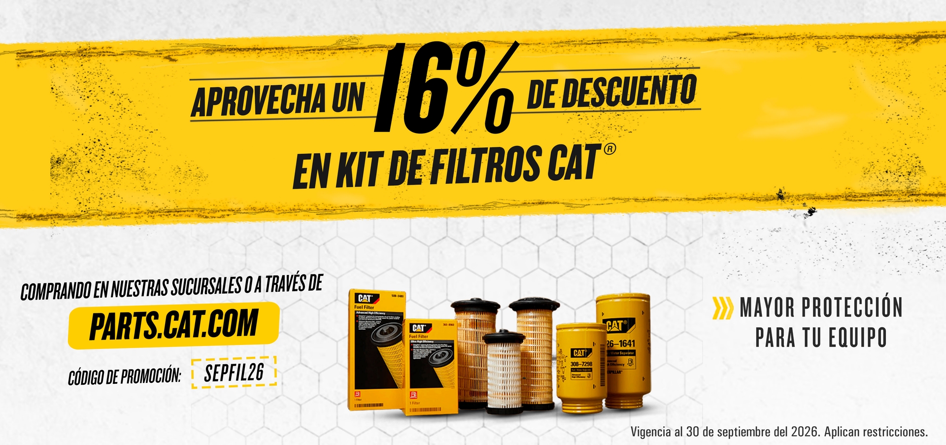 Aprovecha un 16% de descuento en kit de filtros Cat