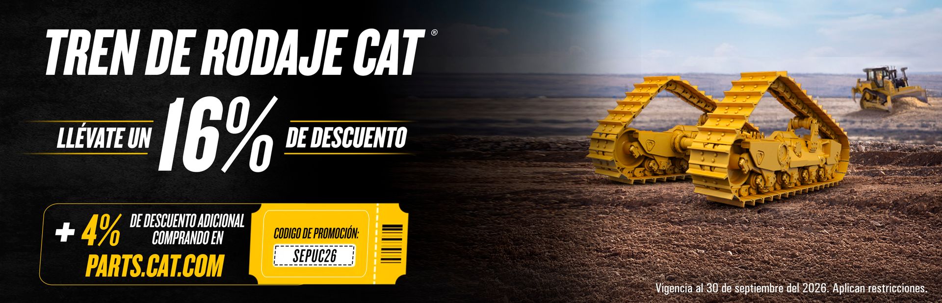 Aprovecha ahora un 16% de descuento en Tren de Rodaje Cat