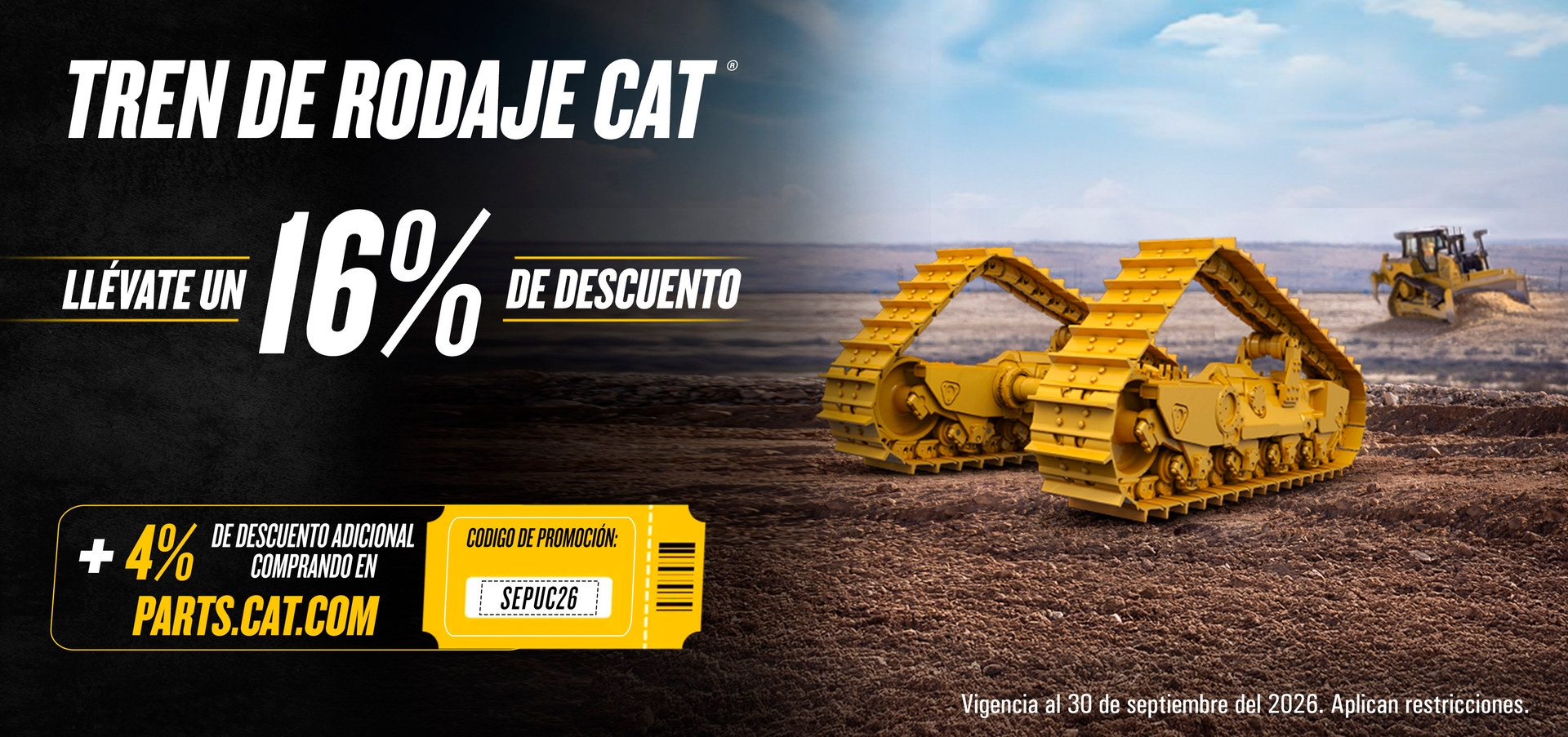 Aprovecha ahora un 16% de descuento en Tren de Rodaje Cat